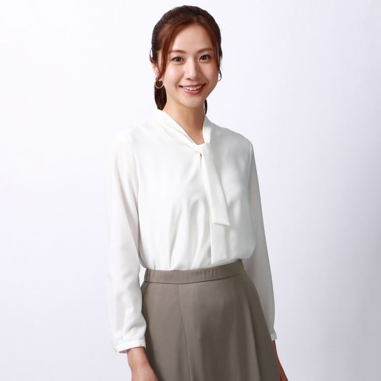 アンカーウーマン(ANCHOR WOMAN)の【S~LL】ボウタイブラウス【長袖/透け軽減/洗える/名品】 シャツ・ブラウス
