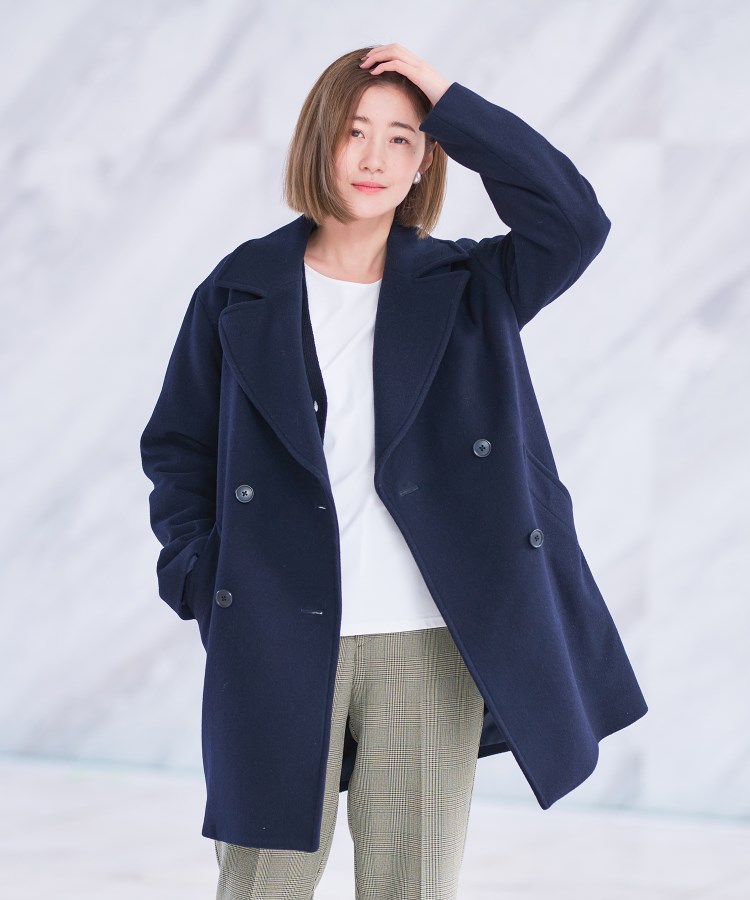 S~M】ウールショート丈Pコート【カシミヤブレンド】(Pコート S~M】ウールショート丈Pコート【カシミヤブレンド】(Pコート