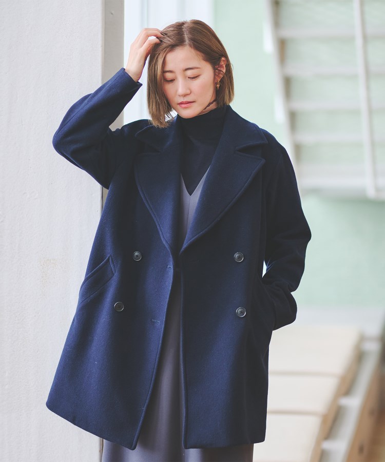 S~M】ウールショート丈Pコート【カシミヤブレンド】(Pコート S~M】ウールショート丈Pコート【カシミヤブレンド】(Pコート