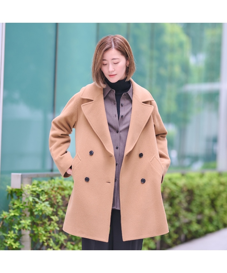 S~M】ウールショート丈Pコート【カシミヤブレンド】(Pコート S~M】ウールショート丈Pコート【カシミヤブレンド】(Pコート