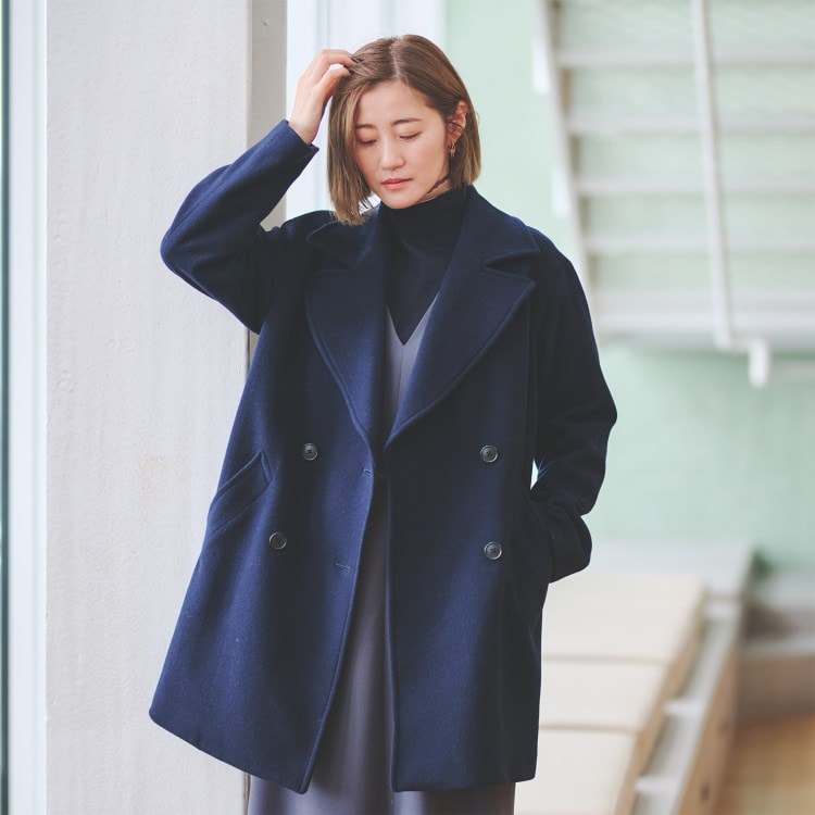 S~M】ウールショート丈Pコート【カシミヤブレンド】(Pコート S~M】ウールショート丈Pコート【カシミヤブレンド】(Pコート