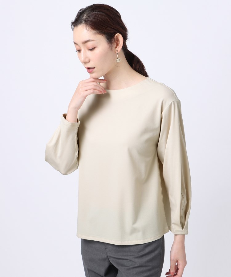 S~L】袖タックカットソー【長袖】【ウォッシャブル】【洗える