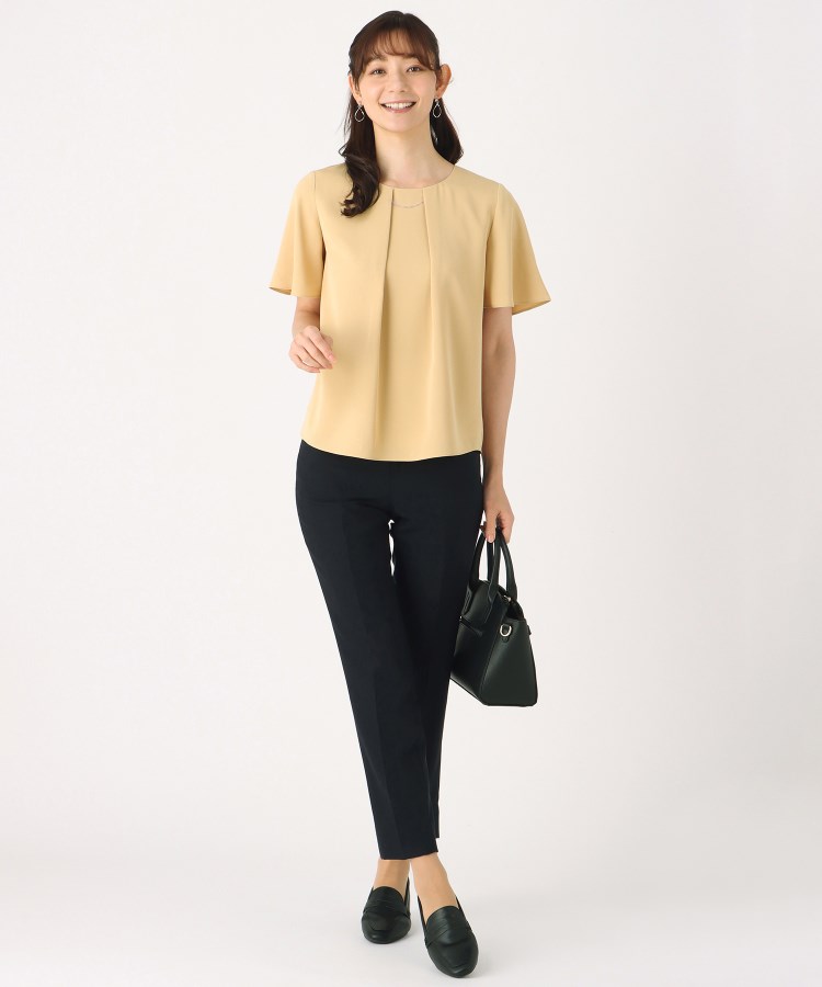 SS~4L】2WAY 半袖取り外しアクセサリー付きブラウス【名品 SS~4L】2WAY 半袖取り外しアクセサリー付きブラウス【名品