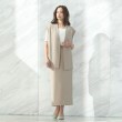アンカーウーマン(ANCHOR WOMAN)の【M～L】麻調　キャメル　前後２ＷＡＹ　ロングタイトスカート【ウォッシャブル/洗える】【セット着用可】4
