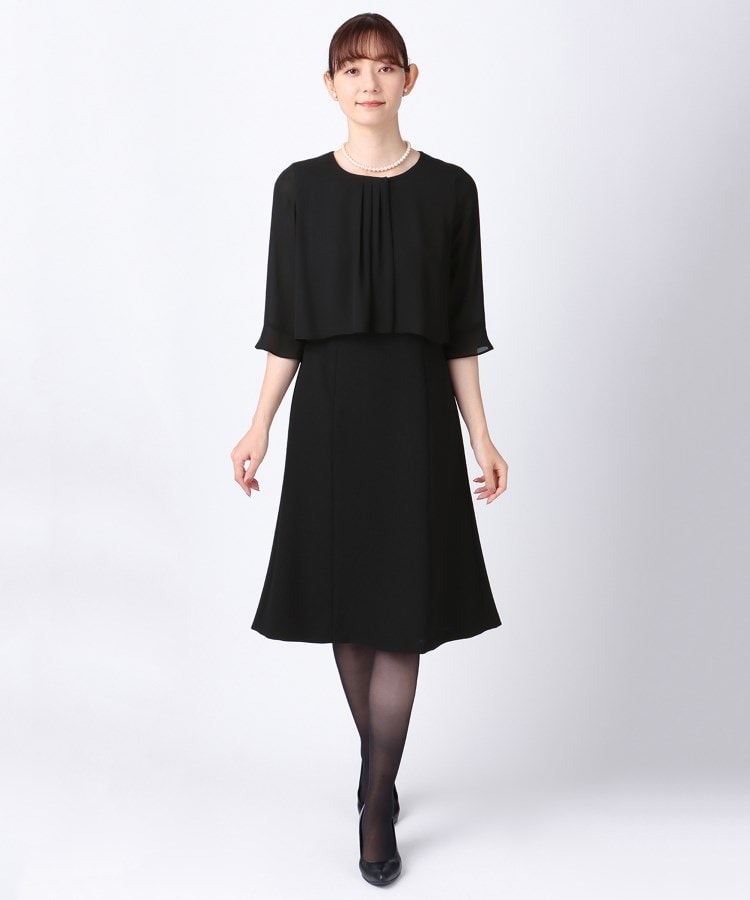 S~4L】ノーカラーシフォンフリルアンサンブル【ウォッシャブル S~4L】ノーカラーシフォンフリルアンサンブル【ウォッシャブル