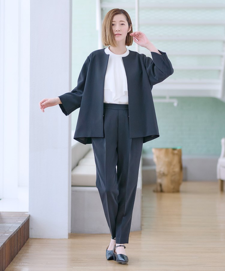 洗える/S~LL】【セット価格】Aラインノーカラージャケット 洗える/S~LL】【セット価格】Aラインノーカラージャケット