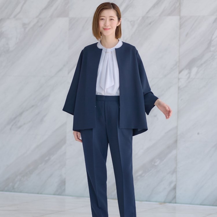 アンカーウーマン(ANCHOR WOMAN)の【2点セット】Aラインジャケット＆テーパードパンツ【通勤／セレモニー／入卒】 テーラードジャケット