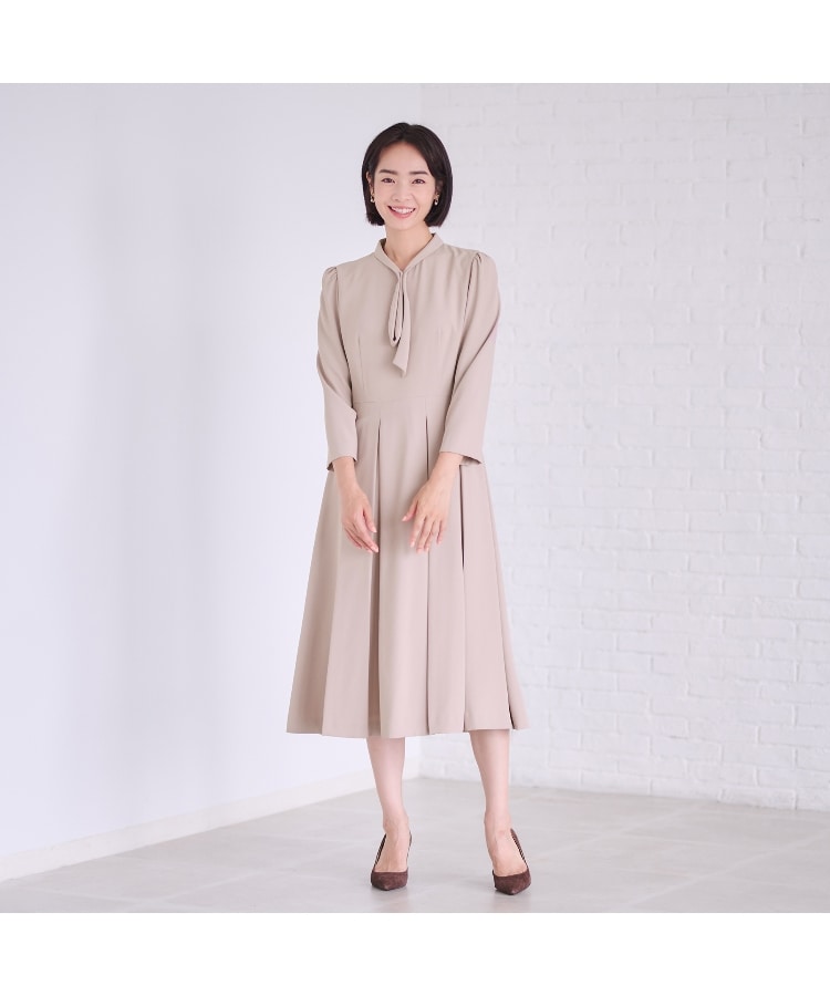 アンカーウーマン(ANCHOR WOMAN)の【洗える／M～LL】ボウタイ付きボックスプリーツワンピース【ハンドウォッシュ／通勤／セレモニー／入卒】21