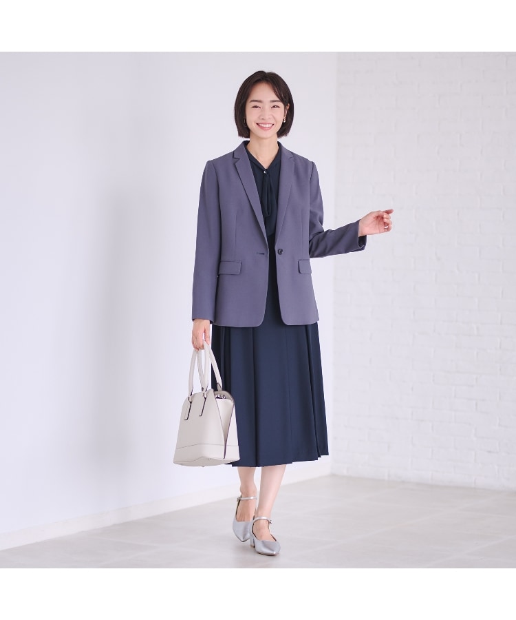 アンカーウーマン(ANCHOR WOMAN)の【洗える／M～LL】ボウタイ付きボックスプリーツワンピース【ハンドウォッシュ／通勤／セレモニー／入卒】14