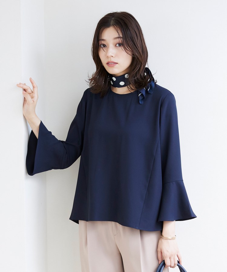 S~L】フレアスリーブ長袖ブラウス【ダブルクロス】(シャツ S~L】フレアスリーブ長袖ブラウス【ダブルクロス】(シャツ