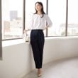 アンカーウーマン(ANCHOR WOMAN)の【洗える／S～LL】クルーネックタックブラウス7分袖23