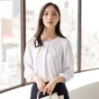 アンカーウーマン(ANCHOR WOMAN)の【洗える／S～LL】クルーネックタックブラウス7分袖 パープル(081)