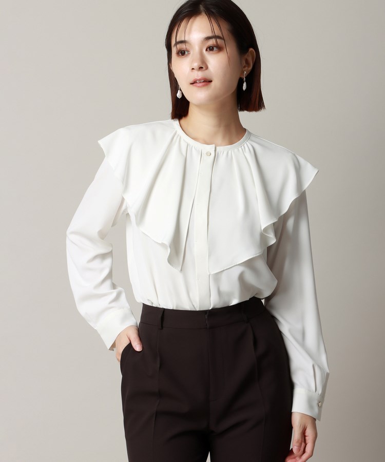 アンカーウーマン(ANCHOR WOMAN)の【洗える】ソフトジョーゼットビッグフリルカラーブラウス15
