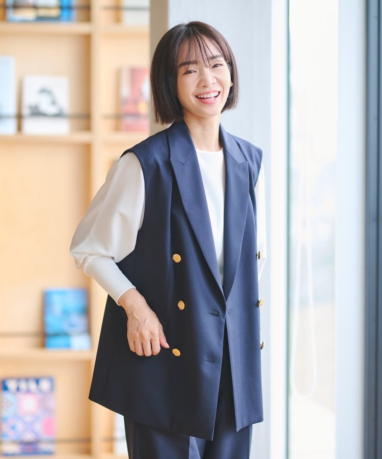 アンカーウーマン(ANCHOR WOMAN)の【洗える】6ボタンテーラードジレ【ストレッチ／セットアップ着用可】1