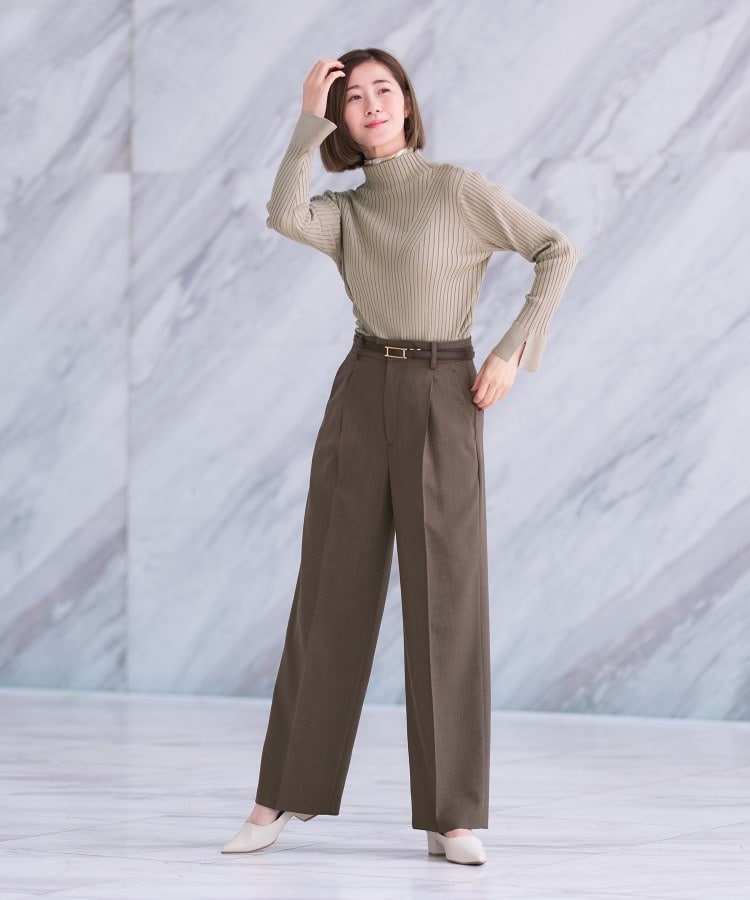 アンカーウーマン(ANCHOR WOMAN)の【洗える／ストレッチ】サスペンダー付きワイドパンツ【セットアップ着用可】【裾上げ済み】4