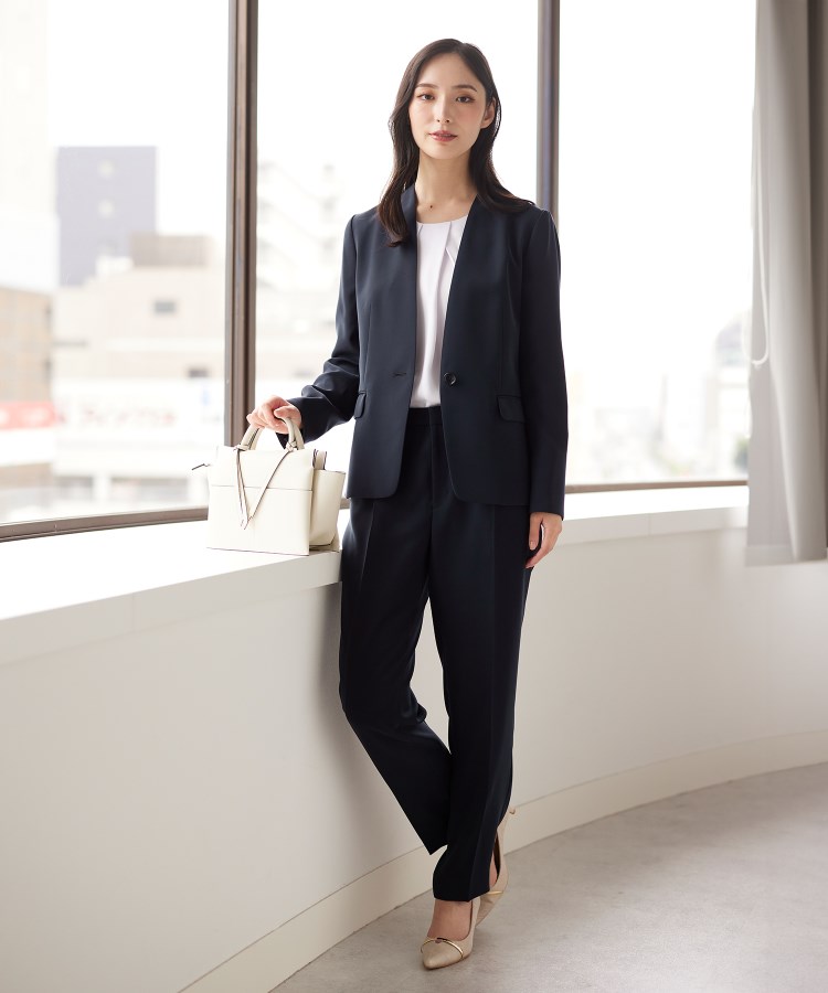 アンカーウーマン(ANCHOR WOMAN)の【洗える／XS～6L】ワンタックテーパードパンツ【ストレッチ／セットアップ着用可／裾上げ済み】9