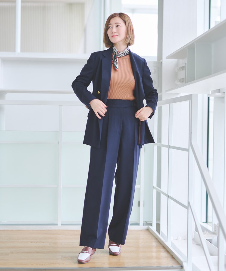アンカーウーマン(ANCHOR WOMAN)の【洗える／S～LL】ベルト付きストレートパンツ【ストレッチ／セットアップ着用可／裾上げ済み】14