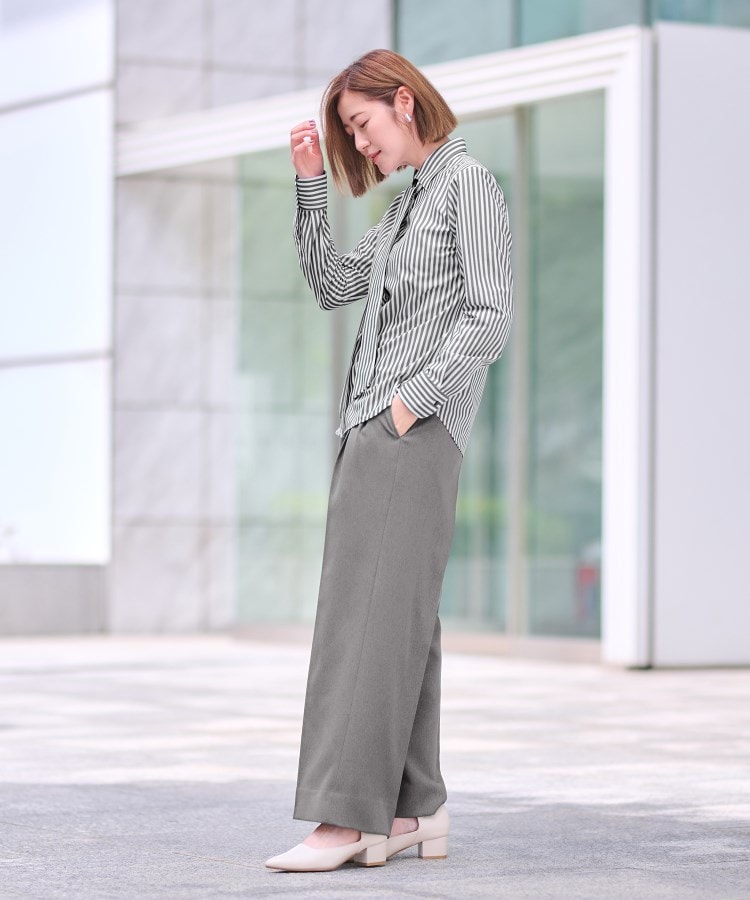アンカーウーマン(ANCHOR WOMAN)の【Lil Ambitionコラボ】ツータックセミワイドパンツ【セットアップ着用可】【洗える／ストレッチ】5