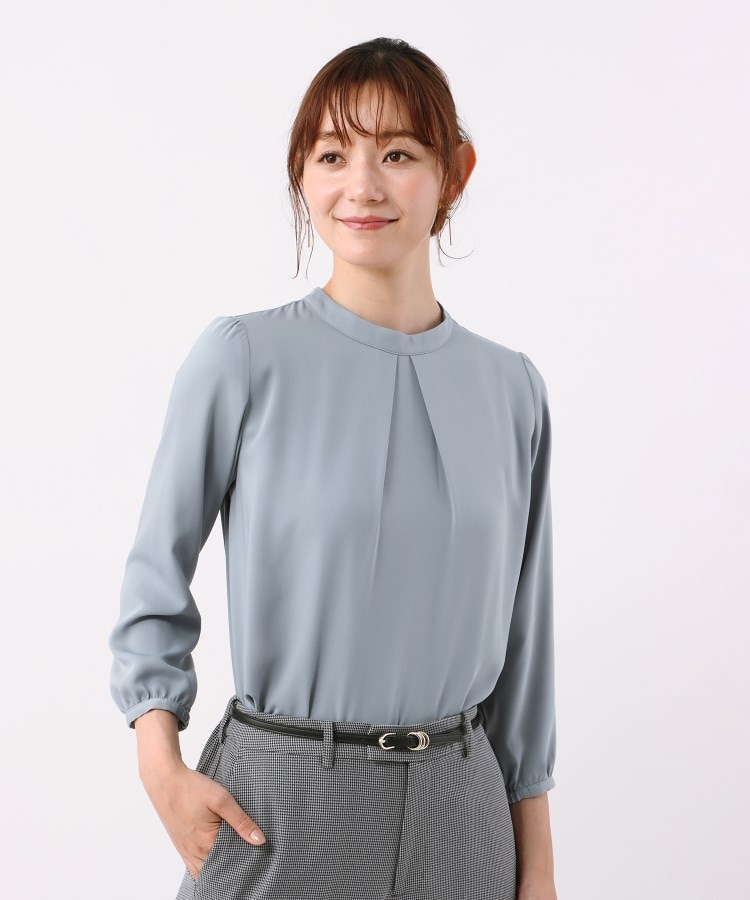 アンカーウーマン(ANCHOR WOMAN)の【洗える／XS～3L】ハイネックタックブラウス9分袖【透け防止／防シワ】28