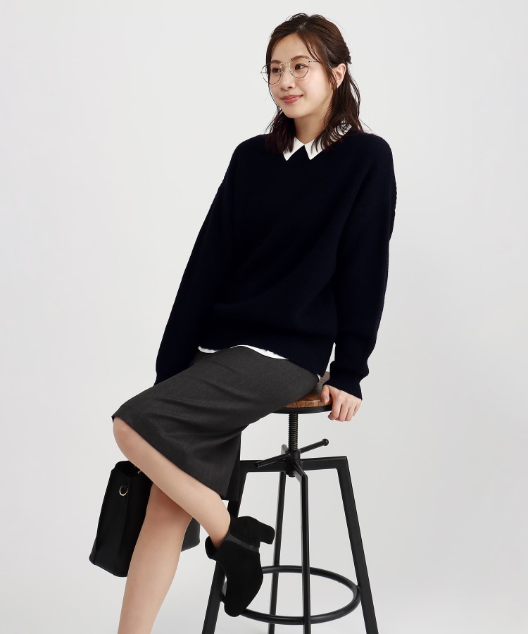アンカーウーマン(ANCHOR WOMAN)の【WEAR SHiFT】ミドルゲージクルーネックニット【長袖／リサイクル原料使用】1