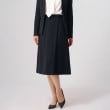 アンカーウーマン(ANCHOR WOMAN)の【洗える／ストレッチ】ダブルサテン ラップ風フレアスカート ネイビー(094)