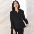アンカーウーマン(ANCHOR WOMAN)の【S~L】キーネックペプラムブラウス【セレモニー/通勤/学校行事/入卒/オケージョン/セットアップ着用可】 ブルー(093)