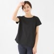 アンカーウーマン(ANCHOR WOMAN)の【S～L】透けない ボートネックカットソー【ウォッシャブル／洗える／UVカット／透けない白／吸汗速乾／汗ジミ抑制】 ブラック(019)