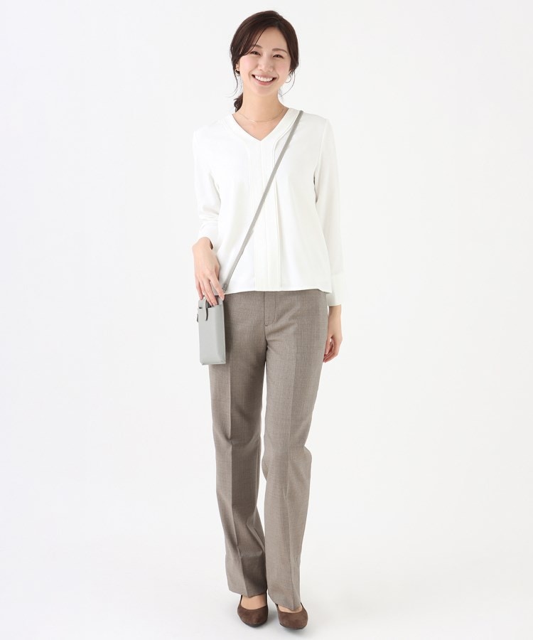 S~LL】Vネックブラウス【長袖/接触冷感/ストレッチ/裏地あり S~LL】Vネックブラウス【長袖/接触冷感/ストレッチ/裏地あり