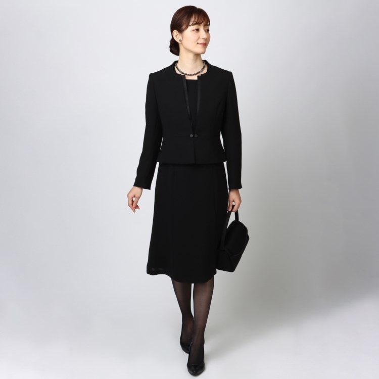 S~7L】ノーカラーアンサンブル【礼服/喪服/ブラック S~7L】ノーカラーアンサンブル【礼服/喪服/ブラック