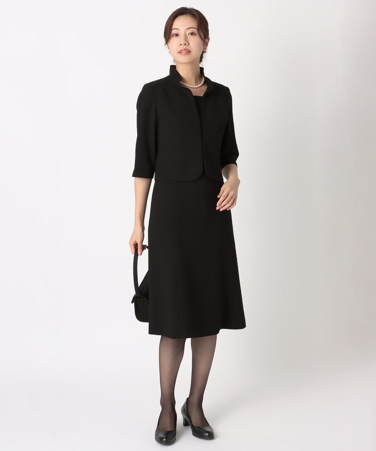 S~4L】フレアカラーアンサンブル【礼服/喪服/ブラック S~4L】フレアカラーアンサンブル【礼服/喪服/ブラック