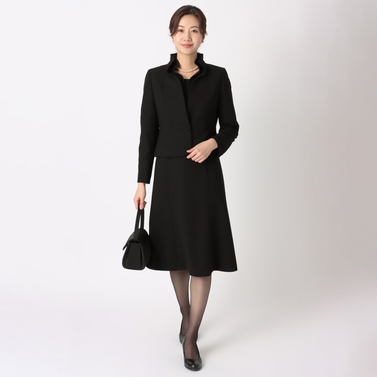 S~4L】フレアカラーアンサンブル【礼服/喪服/ブラック S~4L】フレアカラーアンサンブル【礼服/喪服/ブラック