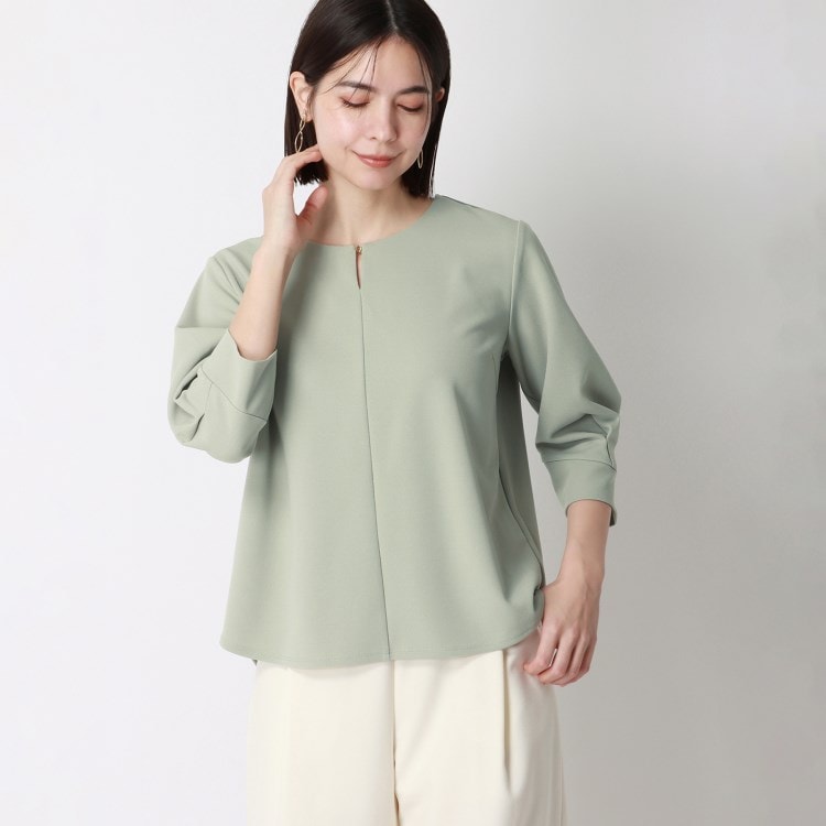 アンカーウーマン(ANCHOR WOMAN)の【洗える】カットジョーゼット ラウンドネックブラウス カットソー