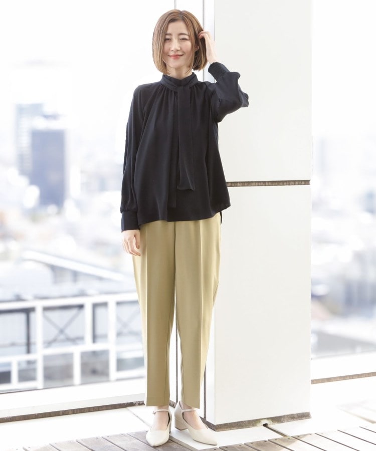 アンカーウーマン(ANCHOR WOMAN)の【2WAY／長袖】ハイネックボウタイ付きサテンブラウス【通勤／入卒／セレモニー／XS～LL】12