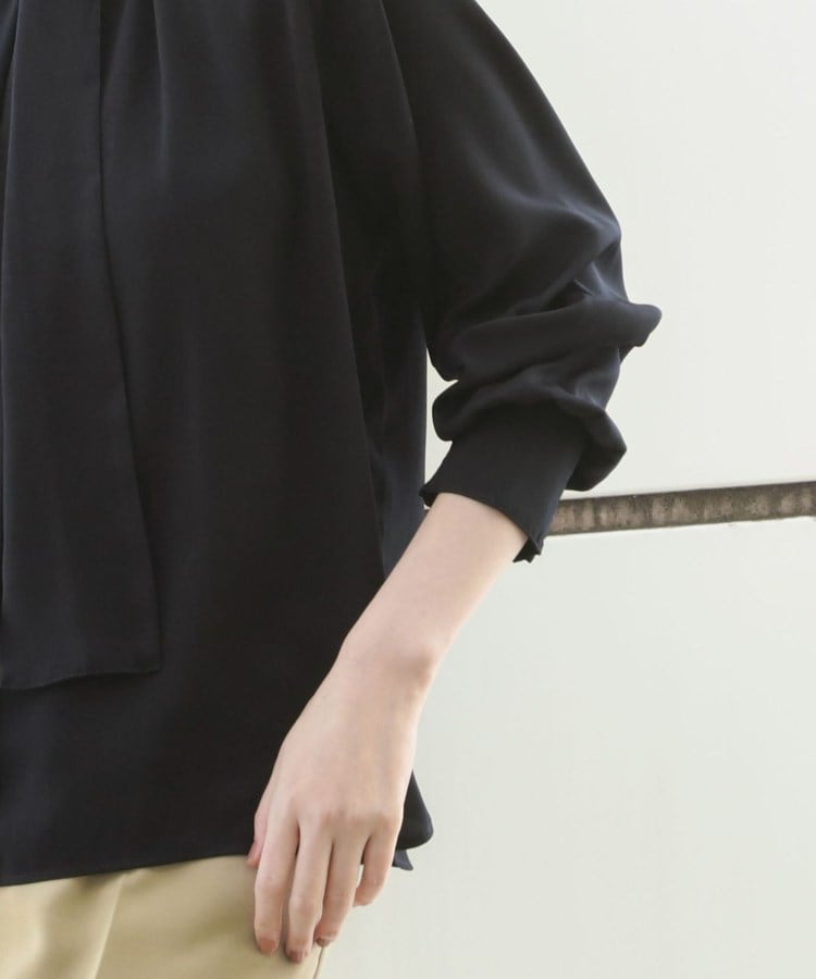 アンカーウーマン(ANCHOR WOMAN)の【2WAY／長袖】ハイネックボウタイ付きサテンブラウス【通勤／入卒／セレモニー／XS～LL】15
