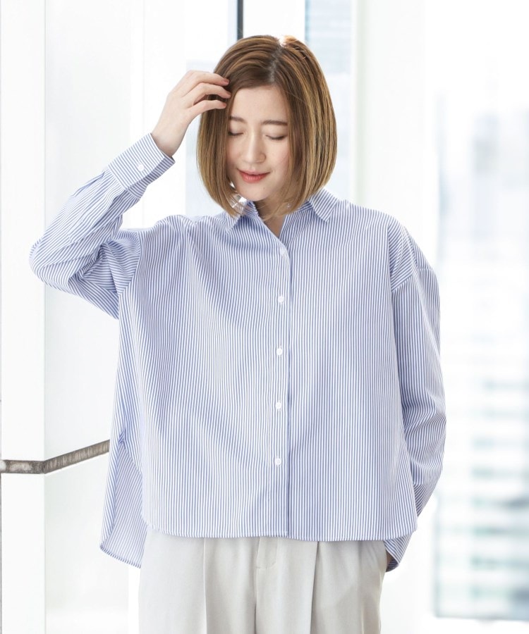 アンカーウーマン(ANCHOR WOMAN)の【花粉対策／形態安定】ショート丈シャツブラウス1