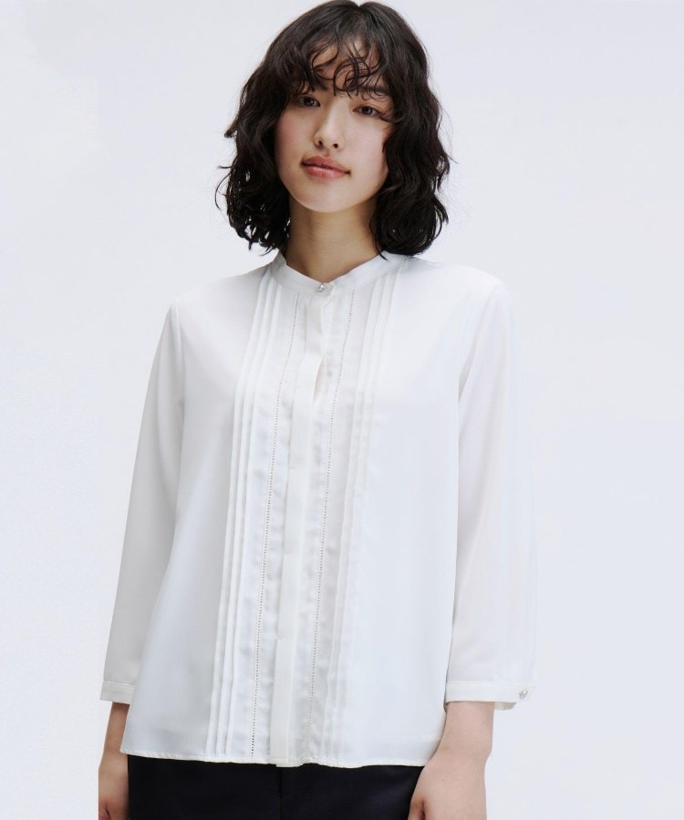 アンカーウーマン(ANCHOR WOMAN)の【セレモニー／通勤】バンドカラーはしごレースブラウス1