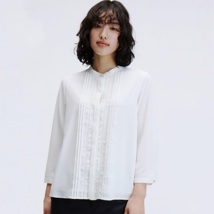 アンカーウーマン(ANCHOR WOMAN)の【セレモニー／通勤】バンドカラーはしごレースブラウス シャツ・ブラウス