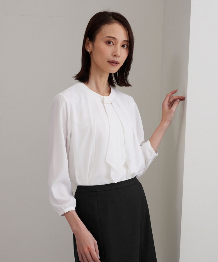アンカーウーマン(ANCHOR WOMAN)の【4WAY／5色展開】アクセサリー付きボウタイブラウス【通勤／入卒／セレモニー／9分袖／S～4L】2