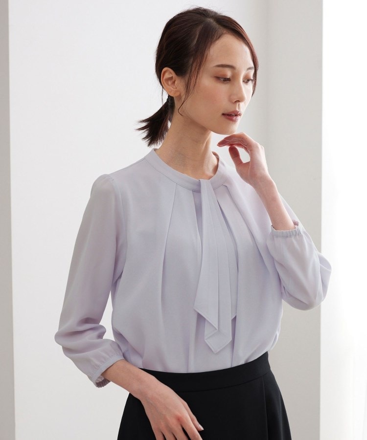 アンカーウーマン(ANCHOR WOMAN)の【4WAY／5色展開】アクセサリー付きボウタイブラウス【通勤／入卒／セレモニー／9分袖／S～4L】11