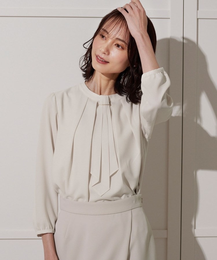 アンカーウーマン(ANCHOR WOMAN)の【4WAY／5色展開】アクセサリー付きボウタイブラウス【通勤／入卒／セレモニー／9分袖／S～4L】27