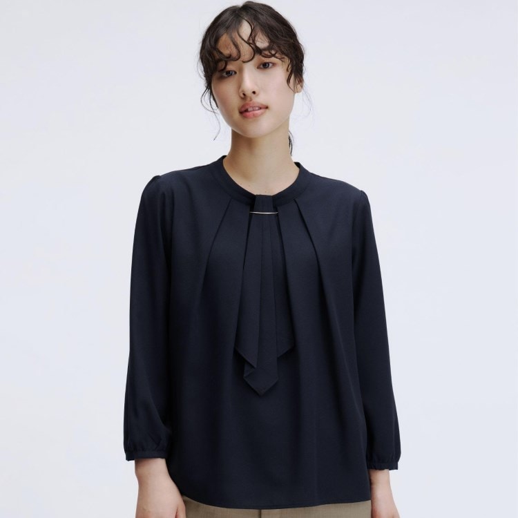 アンカーウーマン(ANCHOR WOMAN)の【4WAY／5色展開】アクセサリー付きボウタイブラウス【通勤／入卒／セレモニー／9分袖／S～4L】 シャツ・ブラウス