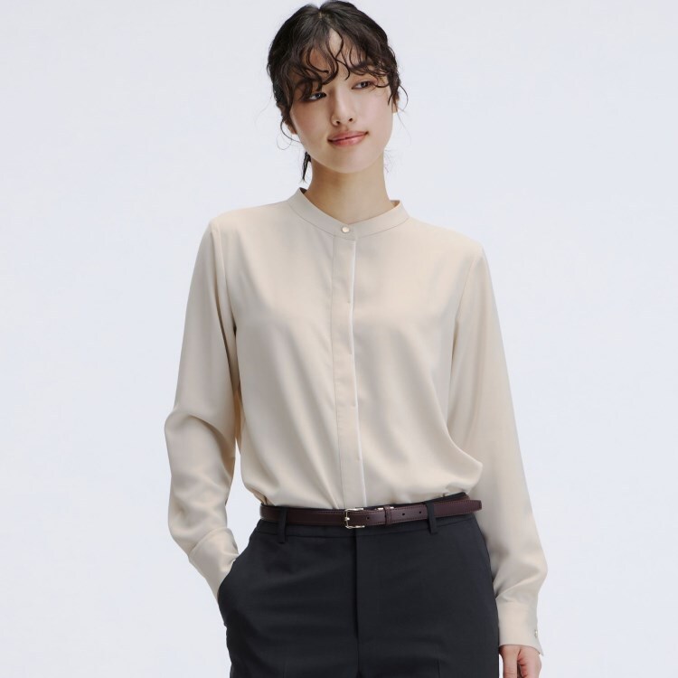 アンカーウーマン(ANCHOR WOMAN)の【通勤】バンドカラー配色ブラウス シャツ・ブラウス