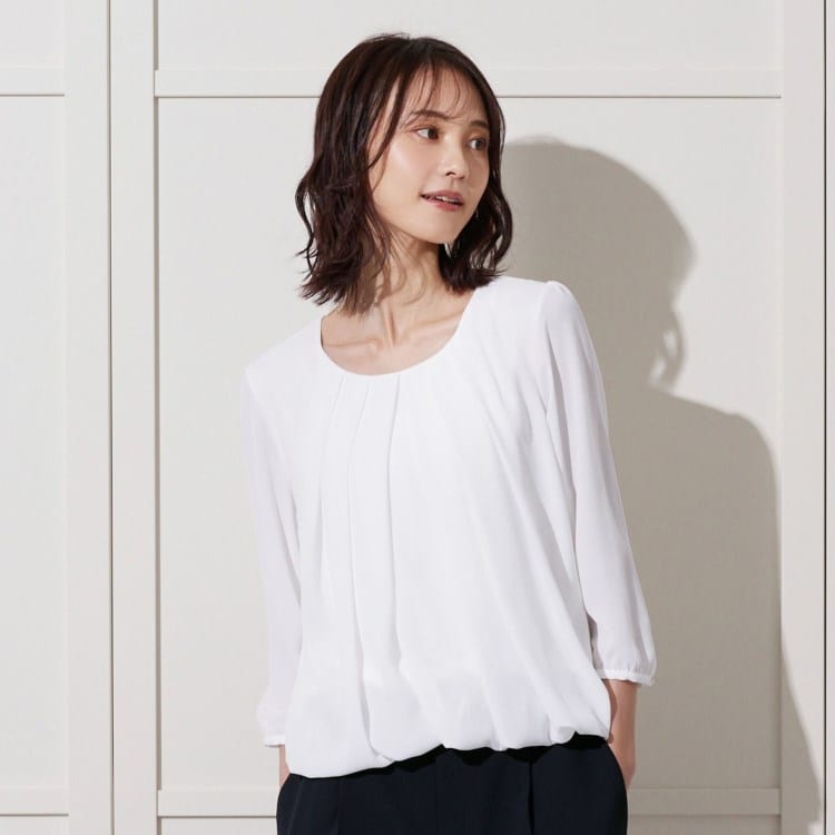アンカーウーマン(ANCHOR WOMAN)の【肌触りの良い裏地】バルーンヘムブラウス【7分袖／XS～4L】 シャツ・ブラウス