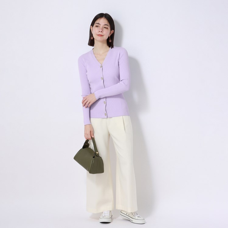 アンカーウーマン(ANCHOR WOMAN)の【洗える】ストレッチレーヨン リブカーディガン カットソー