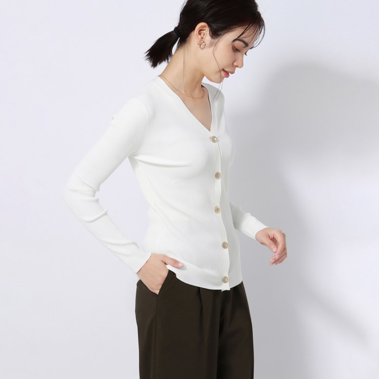 アンカーウーマン(ANCHOR WOMAN)の【洗える】ストレッチレーヨン リブカーディガン カットソー