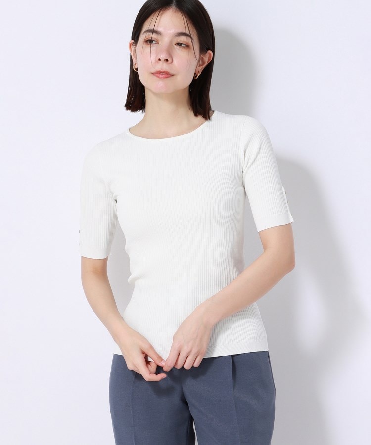 アンカーウーマン(ANCHOR WOMAN)の【洗える】ストレッチレーヨン 5分袖リブニット14