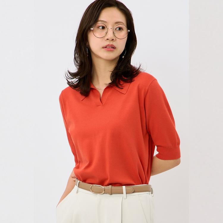アンカーウーマン(ANCHOR WOMAN)の【接触冷感／UVカット】ニットポロ カットソー