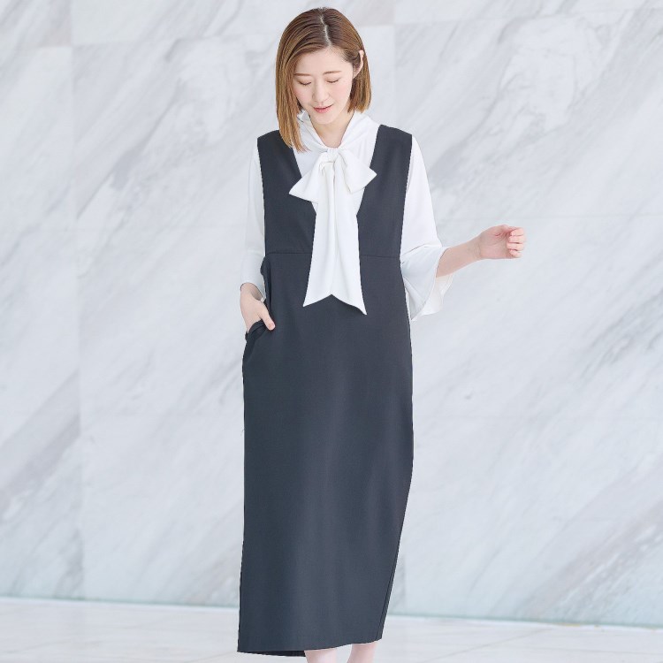 アンカーウーマン(ANCHOR WOMAN)の【2点セット】ジャンパースカート＆ブラウス【通勤／セレモニー／入卒】 マキシ・ロングワンピース