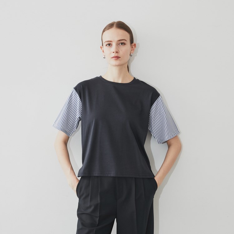 クロエンス(cloenc)の【春セール／手洗い可】袖切り替えTシャツ カットソー