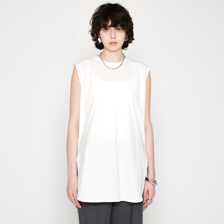 クロエンス(cloenc)の【UVカット／接触冷感／マシンウォッシュ】ノースリーブロングTシャツ カットソー